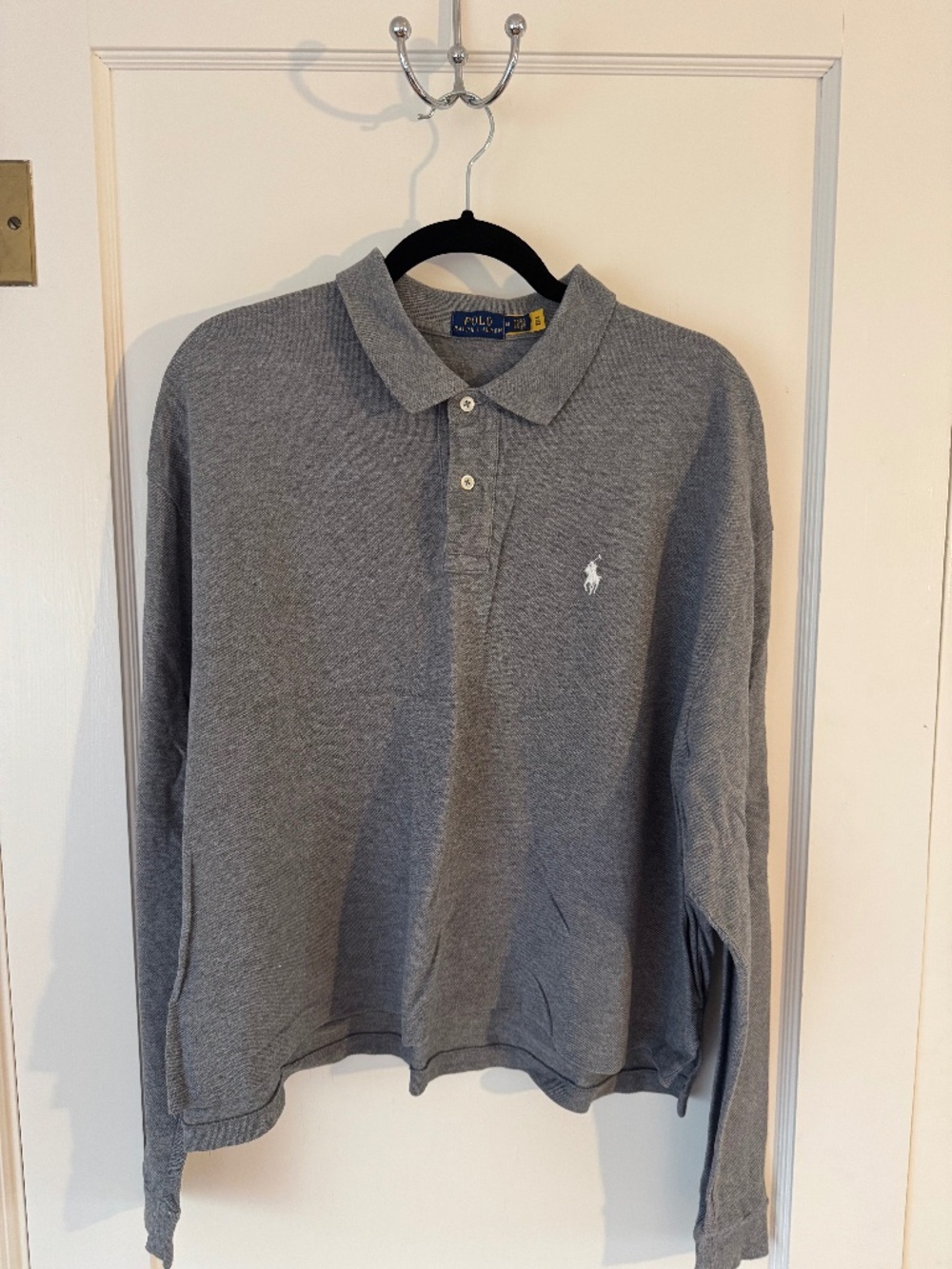 Polo Ralph Lauren Grey Long Sleeve Polo Top, Size M